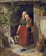 Adolph Heinrich Richter A young wine grower and her children oil on canvas